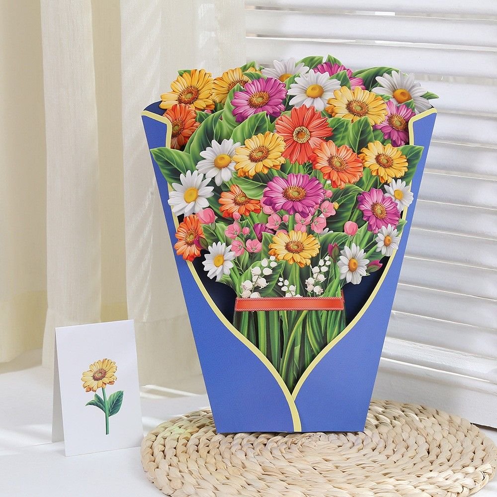 3D Pop Up Flower Bouquet Paper Flowers Cards; Forever Flower Bouquet ...